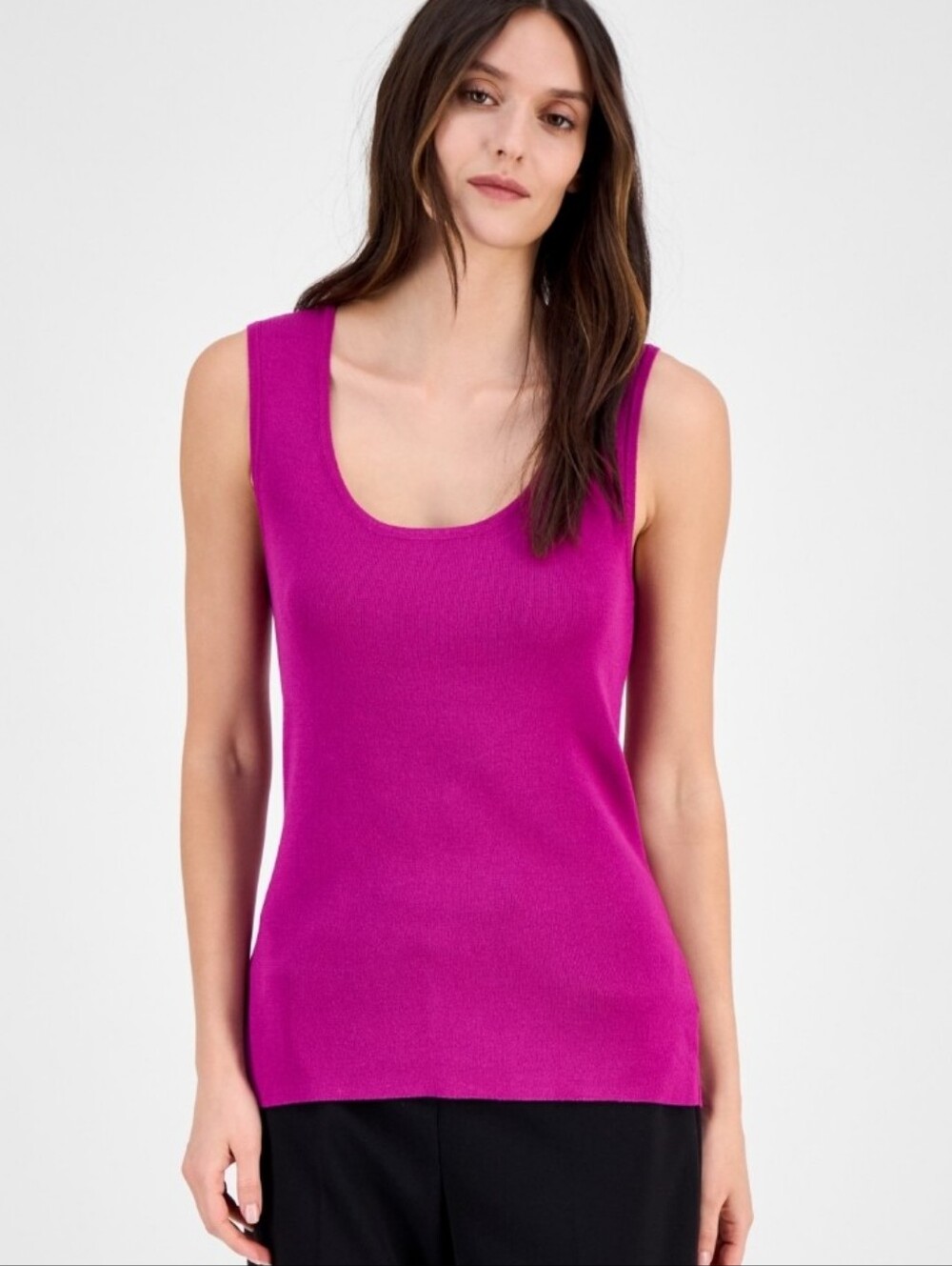 Tahari Women's Scoop Neck Sleeveless Tank Top - Fuchsia NWT Size XL